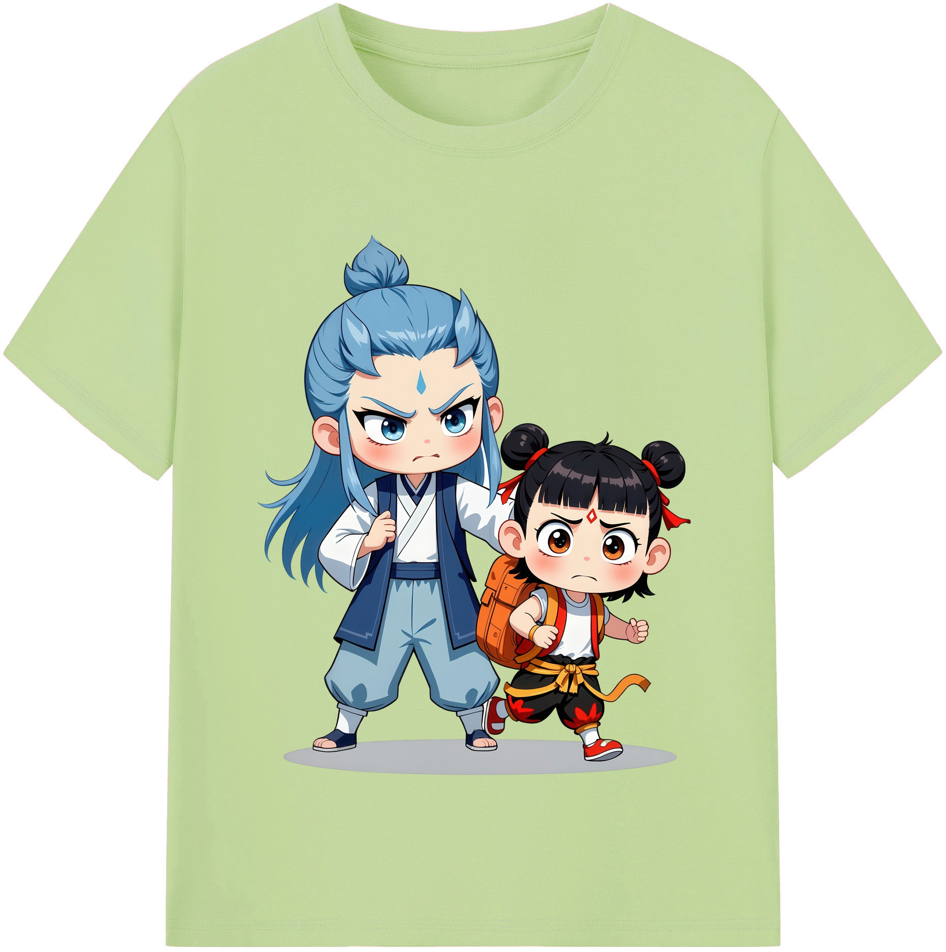 （画像用） Ne Zha 2 ナタ 魔童の大暴れ 綿100％半袖Tシャツ（フロントプリント）